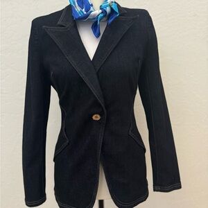 White black brand denim blazer size 4